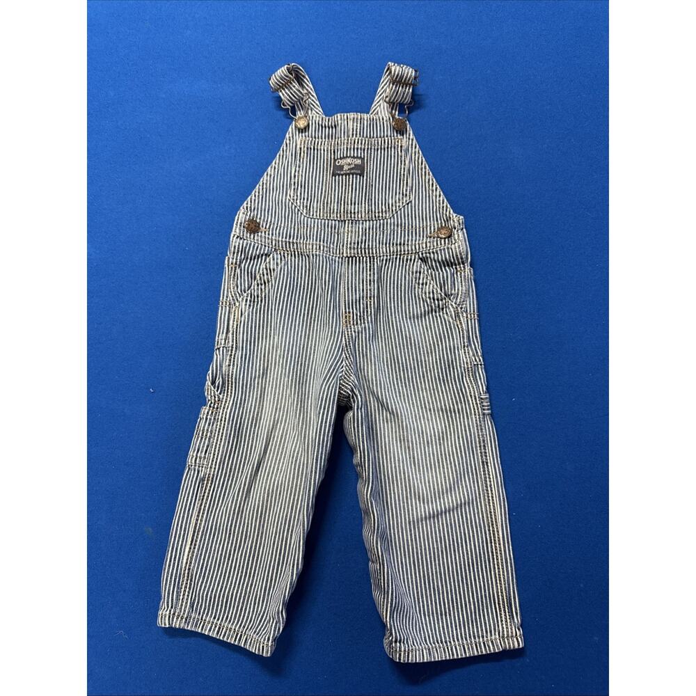 Oshkosh B’Gosh Kid’s Classic Pin Stripe Overalls Size 18 Months Engineer Stripe